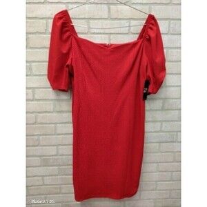 NY & C Red Midi Dress With Puff Sleeves Pencil Zip Size XXL Valentine's NWT